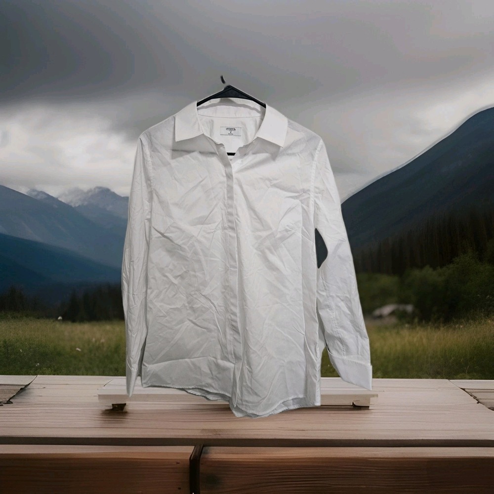 UNTUCKit for her 8 White Button Front Long Sleeve Tracey Shirt Style#41309